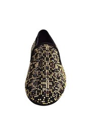 Carica immagine nella Galleria, Wishdance Mocassino Leopard in Camoscio nero lavorazione Swarovski e borchie