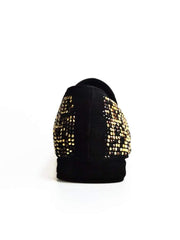 Carica immagine nella Galleria, Wishdance Mocassino Leopard in Camoscio nero lavorazione Swarovski e borchie