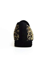 Carica immagine nella Galleria, Wishdance Mocassino Leopard in Camoscio nero lavorazione Swarovski e borchie