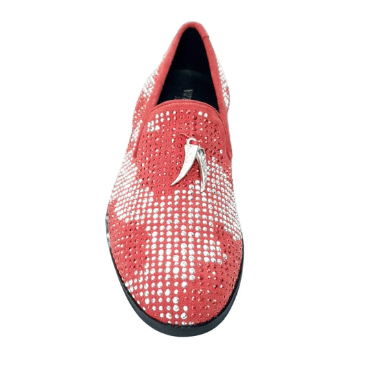 Mocassino da Uomo in Camoscio Rosso Lion Red Silver Wish Dance, vista laterale