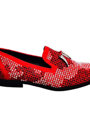 Carica immagine nella Galleria, Wishdance Mocassino Lyon Camoscio Rosso miniborchie Nere e Argento