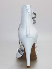 Load image into Gallery viewer, Wishdance Sandalo alto da Donna in Pelle Bianca e Argento