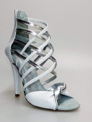 Load image into Gallery viewer, Wishdance Sandalo alto da Donna in Pelle Bianca e Argento