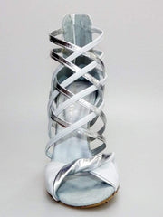 Load image into Gallery viewer, Wishdance Sandalo alto da Donna in Pelle Bianca e Argento