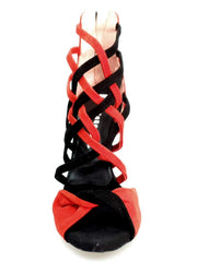 Carica immagine nella Galleria, Wishdance Sandalo da Donna in Camoscio Rosso e Nero