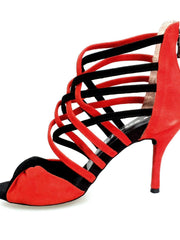 Load image into Gallery viewer, Wishdance Sandalo da Donna in Camoscio Rosso e Nero