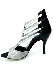 Carica immagine nella Galleria, Wishdance Sandalo da Donna in Pelle Nera e Multicolor con Fascette Argento