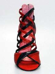 Load image into Gallery viewer, Wishdance Sandalo da Donna in Pelle Rossa e Nera