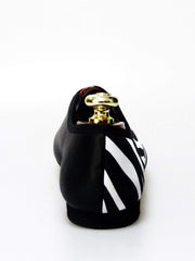 Carica immagine nella Galleria, Scarpa Jazz unisex Wishdance Savana NY09 in pelle nera con fantasia zebrate e punta in vernice nera.