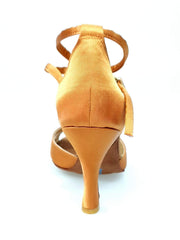 Load image into Gallery viewer, Wishdance Scarpa Basica da donna in Raso Bronzo con Cinturino doppio sulla caviglia