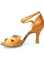 Load image into Gallery viewer, Wishdance Scarpa Basica da donna in Raso Bronzo con Cinturino doppio sulla caviglia