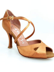 Carica immagine nella Galleria, Wishdance Scarpa Basica Da donna in Raso Bronzo con Cinturino Incrociato sul Collo Piede