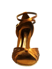Carica immagine nella Galleria, Wishdance Scarpa Basica da donna in Raso Bronzo con fascette rivestite in Camoscio e tacco a Rocchetto