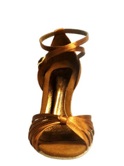 Carica immagine nella Galleria, Wishdance Scarpa Basica da donna in Raso Bronzo con fascette rivestite in Camoscio e tacco a Rocchetto