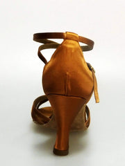Carica immagine nella Galleria, Wishdance Scarpa Basica da donna in Raso Bronzo con fascette rivestite in Camoscio e tacco a Rocchetto