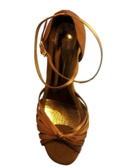 Carica immagine nella Galleria, Wishdance Scarpa Basica da donna in Raso Bronzo con fascette rivestite in Camoscio e tacco a Rocchetto