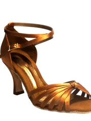 Carica immagine nella Galleria, Wishdance Scarpa Basica da donna in Raso Bronzo con fascette rivestite in Camoscio e tacco a Rocchetto