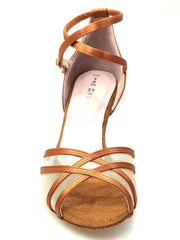 Carica immagine nella Galleria, Wishdance Scarpa Basica da donna in Raso Bronzo con Retina e Cinturino doppio sulla Caviglia