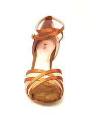 Carica immagine nella Galleria, Wishdance Scarpa Basica da donna in Raso Bronzo con Retina e Cinturino doppio sulla Caviglia