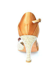 Carica immagine nella Galleria, Wishdance Scarpa Basica da donna in Raso Bronzo e Multicolor Oro con Cinturino Singolo