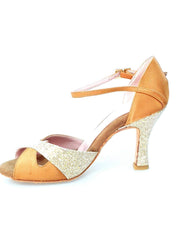 Carica immagine nella Galleria, Wishdance Scarpa Basica da donna in Raso Bronzo e Multicolor Oro con Cinturino Singolo