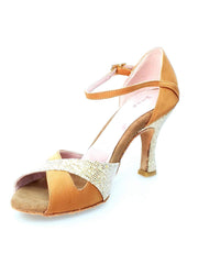 Carica immagine nella Galleria, Wishdance Scarpa Basica da donna in Raso Bronzo e Multicolor Oro con Cinturino Singolo