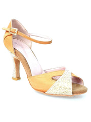 Carica immagine nella Galleria, Wishdance Scarpa Basica da donna in Raso Bronzo e Multicolor Oro con Cinturino Singolo