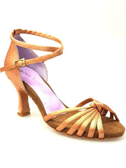 Load image into Gallery viewer, Wishdance Scarpa basica da Donna in raso Carne con fascette e Cinturino doppio sulla caviglia