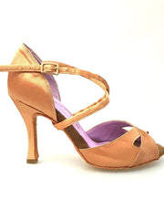 Carica immagine nella Galleria, Wishdance Scarpa Basica Da donna in Raso Carne e Cinturino Incrociato sul Collo Piede