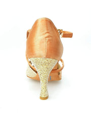 Carica immagine nella Galleria, Wishdance Scarpa Basica Da donna in Raso Carne e Multicolor Oro con Cinturino Incrociato sul Collo Piede