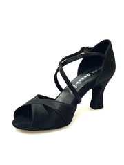 Carica immagine nella Galleria, Wishdance Scarpa Basica Da donna in Raso Nero con Cuscino memorex e Cinturino Incrociato sul Collo Piede