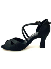 Carica immagine nella Galleria, Wishdance Scarpa Basica Da donna in Raso Nero con Cuscino memorex e Cinturino Incrociato sul Collo Piede