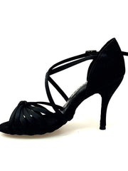 Carica immagine nella Galleria, Wishdance Scarpa Basica Da donna in Raso Nero Con Fascette con Cinturino Incrociato sul Collo Piede