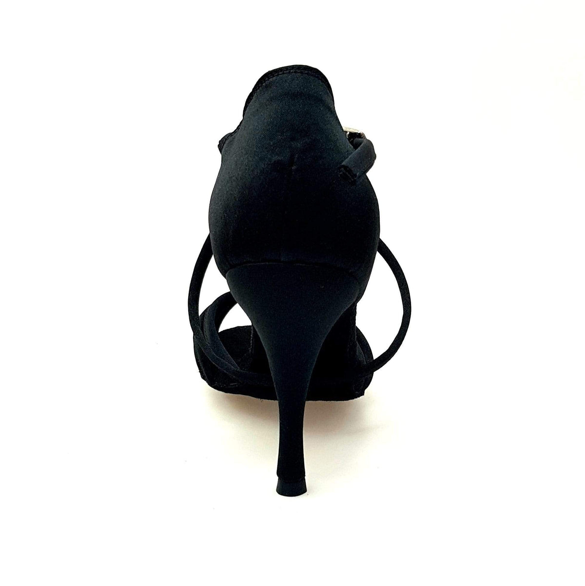Scarpa Wishdance Patty QC da donna in raso nero con 6 fascette, cinturino incrociato e tacco a spillo.
