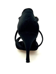 Carica immagine nella Galleria, Wishdance Scarpa Basica Da donna in Raso Nero Con Fascette con Cinturino Incrociato sul Collo Piede