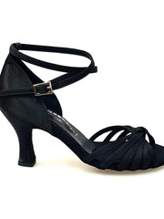 Load image into Gallery viewer, Wishdance Scarpa Basica da Donna in Raso Nero con Fascette e Cinturino Doppio sulla Caviglia