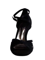Carica immagine nella Galleria, Wishdance Scarpa Basica da donna in Raso Nero con fascette rivestite in Camoscio e tacco a Rocchetto