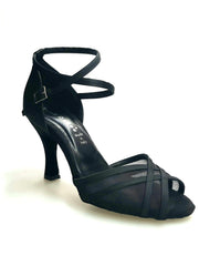 Carica immagine nella Galleria, Wishdance Scarpa Basica da donna in Raso Nero con Retina e Cinturino Doppio sulla Caviglia