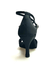 Carica immagine nella Galleria, Wishdance Scarpa Basica da donna in Raso Nero con Retina e Cinturino Doppio sulla Caviglia