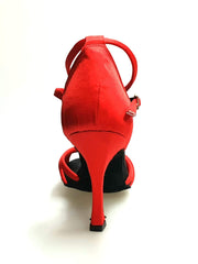 Carica immagine nella Galleria, Wishdance Scarpa Basica da donna in Raso Rosso con fascette e Cinturino Doppio sulla Caviglia