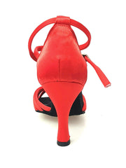 Carica immagine nella Galleria, Wishdance Scarpa Basica da donna in Raso Rosso con fascette e Cinturino Doppio sulla Caviglia