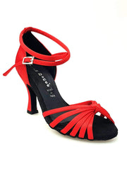 Carica immagine nella Galleria, Wishdance Scarpa Basica da donna in Raso Rosso con fascette e Cinturino Doppio sulla Caviglia