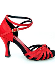 Load image into Gallery viewer, Wishdance Scarpa Basica da donna in Raso Rosso con fascette rivestite in Camoscio e tacco a Rocchetto