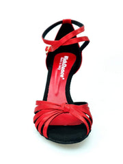 Load image into Gallery viewer, Wishdance Scarpa Basica da donna in Raso Rosso con fascette rivestite in Camoscio e tacco a Rocchetto