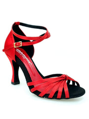 Load image into Gallery viewer, Wishdance Scarpa Basica da donna in Raso Rosso con fascette rivestite in Camoscio e tacco a Rocchetto