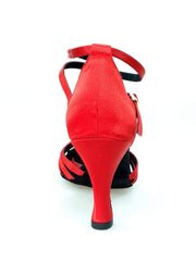 Load image into Gallery viewer, Wishdance Scarpa Basica da donna in Raso Rosso con fascette rivestite in Camoscio e tacco a Rocchetto