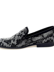 Carica immagine nella Galleria, Viper Black (800PJ) - Mocassino da Uomo in Camoscio Nero con Swarovski Bianchi e Neri Fondo Micro Light