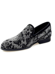 Carica immagine nella Galleria, Viper Black (800PJ) - Mocassino da Uomo in Camoscio Nero con Swarovski Bianchi e Neri Fondo Micro Light