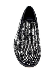 Carica immagine nella Galleria, Viper Black (800PJ) - Mocassino da Uomo in Camoscio Nero con Swarovski Bianchi e Neri Fondo Micro Light