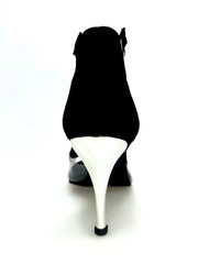 Carica immagine nella Galleria, Angela - Sandalo da Donna in Camoscio Nero con Parti in Plexiglass Tacco a Spillo Laminato Argento
